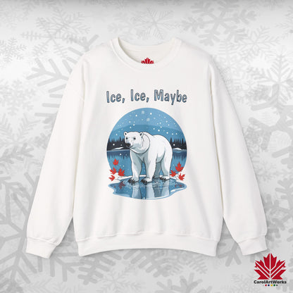 Ice Ice Maybe Sweatshirt | Polar Bear Holiday Crewneck | Premium Fleece, Made in Canada