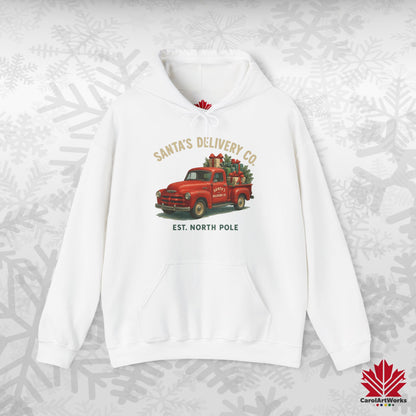 Santa’s Delivery Truck Hoodie | Vintage Red Truck Christmas Hoodie | Canadian Fleece Hoodie – Premium Softstyle