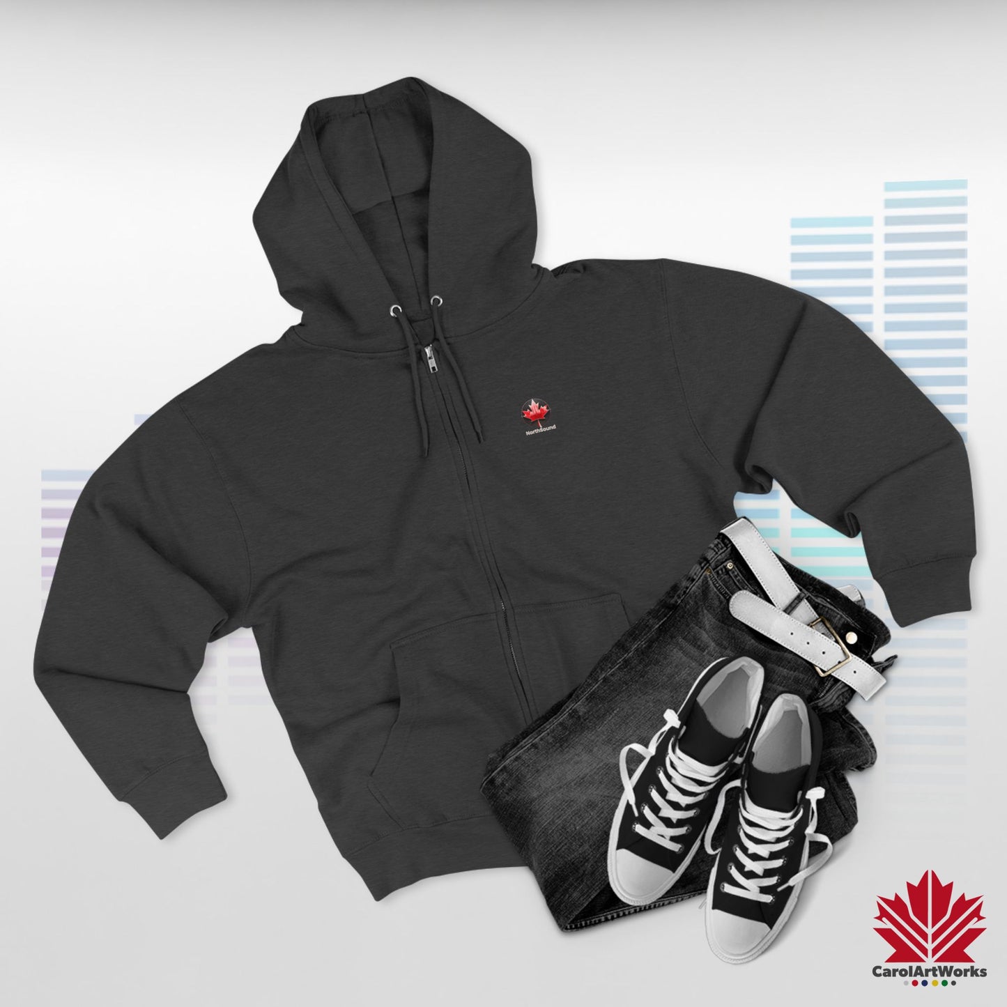 "NorthSound" Unisex Zip Hoodie - Zip Up and Tune In to Canadian Vibes