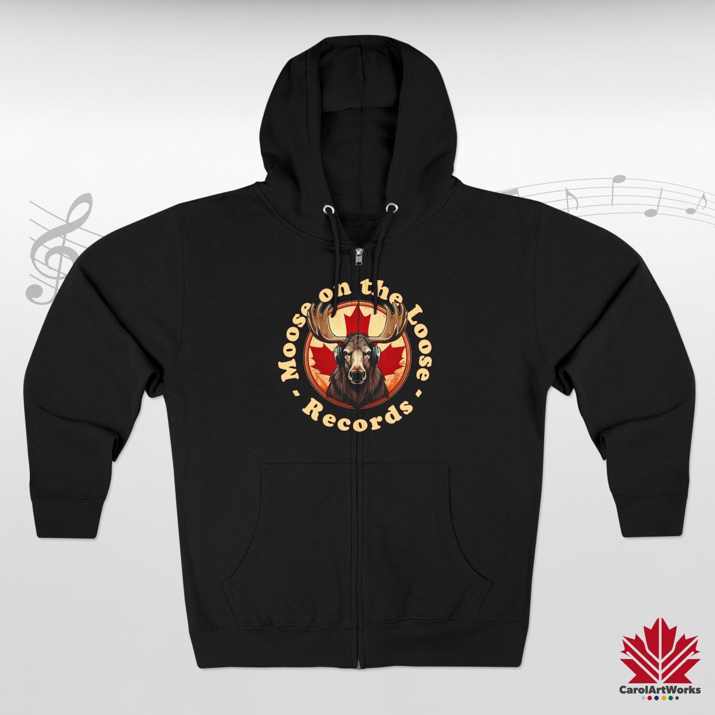 "Moose on the Loose Records" Unisex Zip Hoodie - Cozy and Stylish for Music Lovers