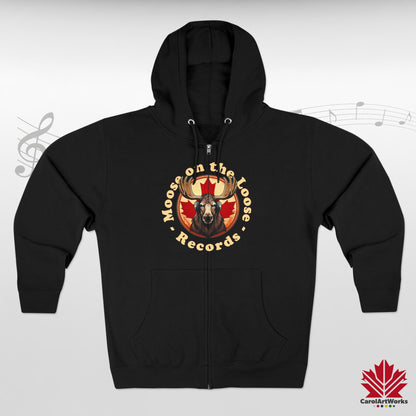 "Moose on the Loose Records" Unisex Zip Hoodie - Cozy and Stylish for Music Lovers