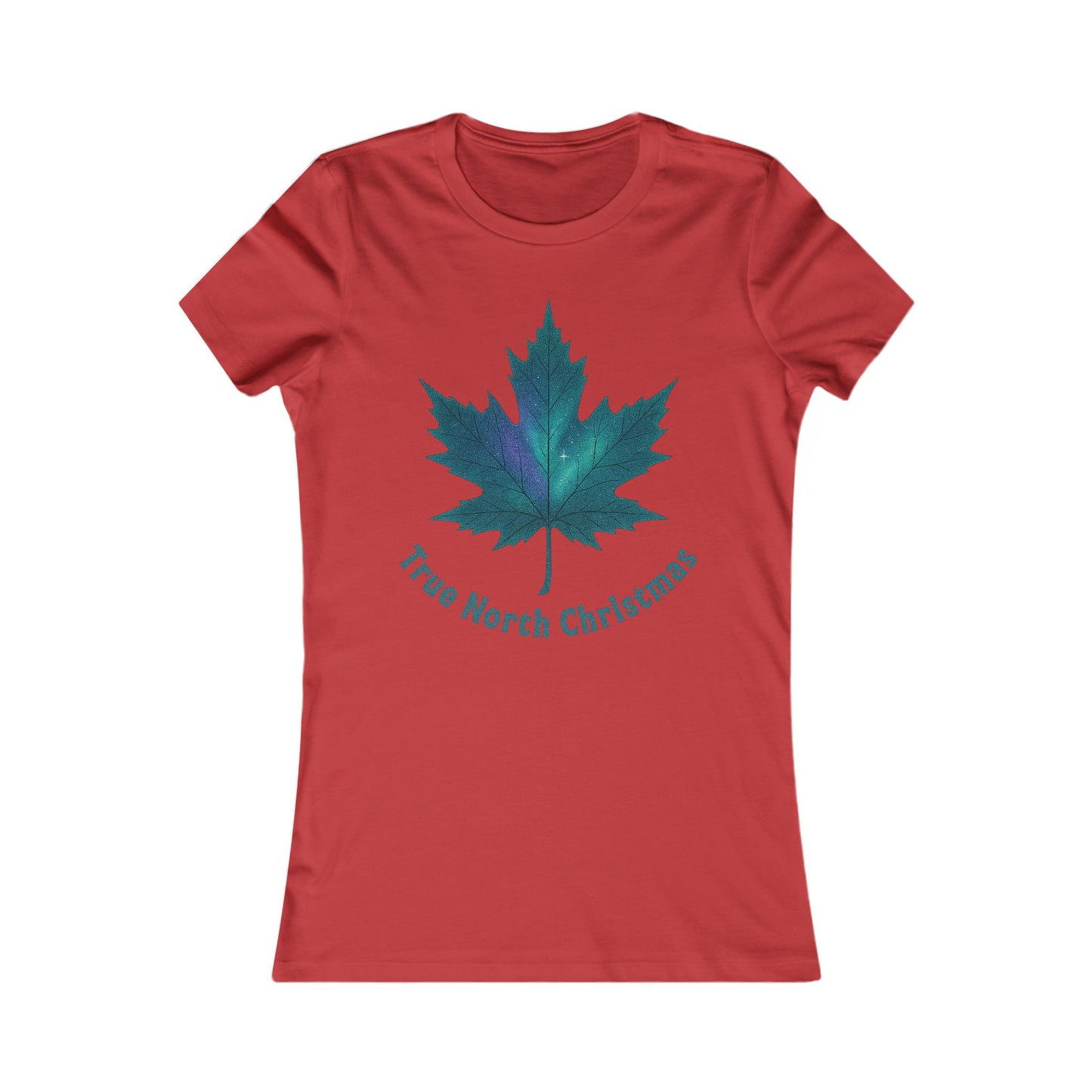 True North Christmas Women’s Tee | Maple Leaf Holiday Shirt | Canadian-Made Premium Cotton Top