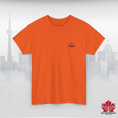 “Canada is not for Sale” Unisex Heavy Cotton Tee – Red Maple Leaf and Mountains, Stylish Canada Shirt