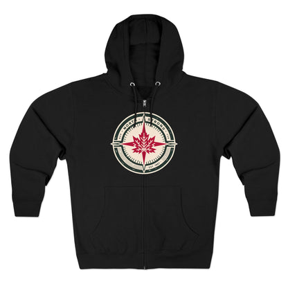 Sweat à capuche unisexe à fermeture éclair « North Strong » avec motif boussole – Vivez l'aventure avec fierté canadienne