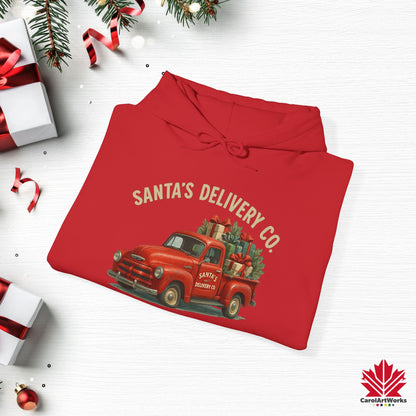 Santa’s Delivery Truck Hoodie | Vintage Red Truck Christmas Hoodie | Canadian Fleece Hoodie – Premium Softstyle