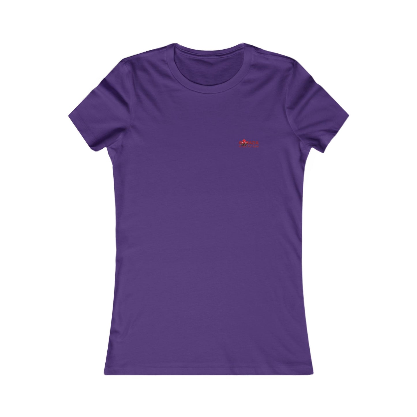 Women’s Favorite Tee “Canada is Not for Sale” – Red Maple Leaf and Mountains, Stylish Canada Shirt