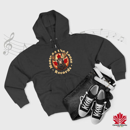 "Moose on the Loose Records" Unisex Zip Hoodie - Cozy and Stylish for Music Lovers