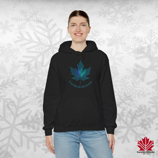 True North Christmas Hoodie | Maple Leaf Holiday Hoodie | Canadian Fleece Hoodie – Premium Softstyle Cotton
