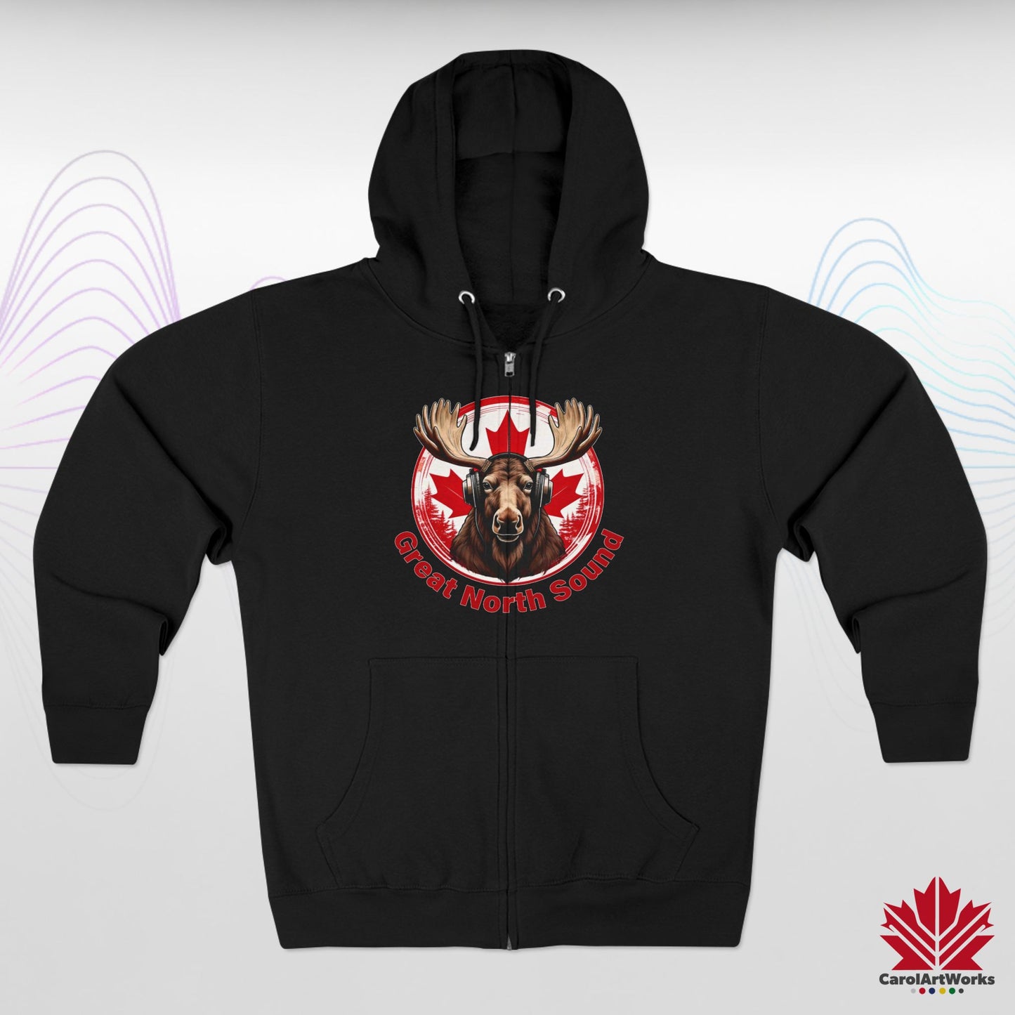 "Great North Sound" Moose and Music Unisex Zip Hoodie