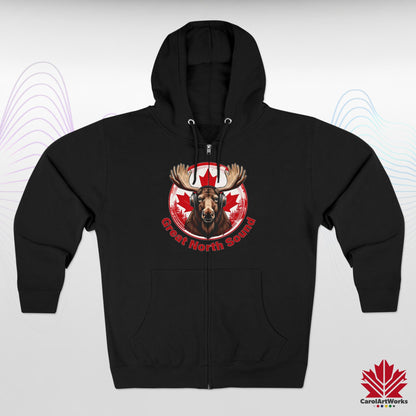 "Great North Sound" Moose and Music Unisex Zip Hoodie