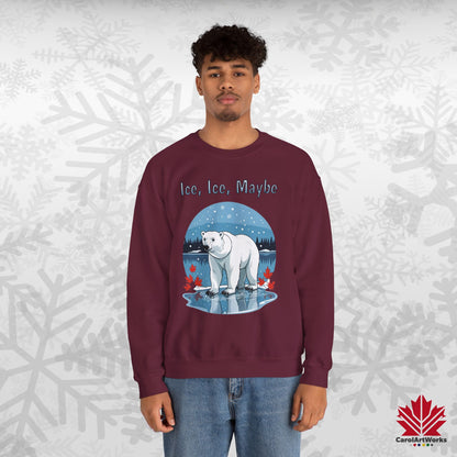 Ice Ice Maybe Sweatshirt | Polar Bear Holiday Crewneck | Premium Fleece, Made in Canada