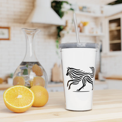 scandinavian minimalistic Design WOLF Tumbler with Straw – Nature Inspired Graphic