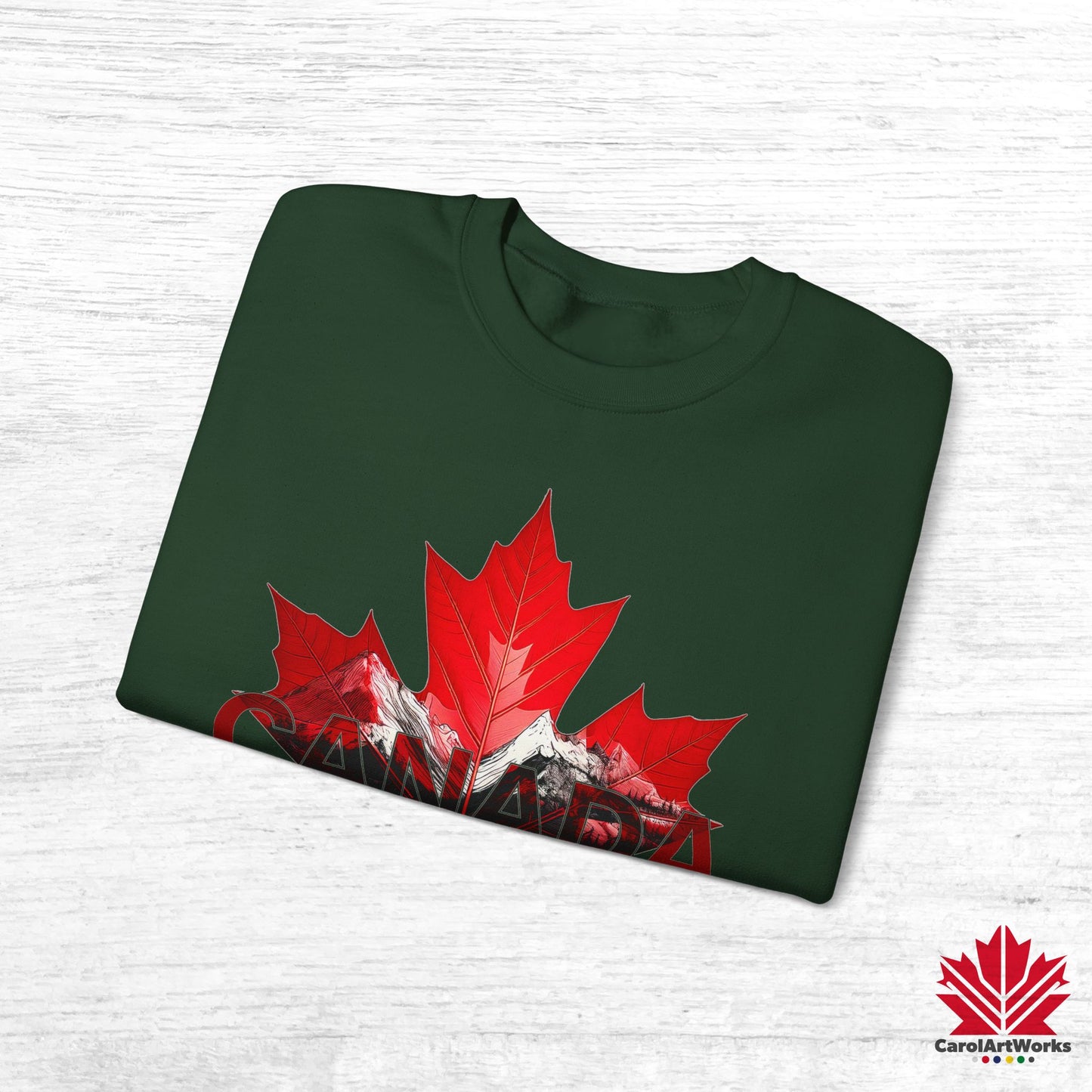 “Canada is Not for Sale” Crewneck Sweatshirt - Red Maple Leaf and Mountains, Soft and Warm