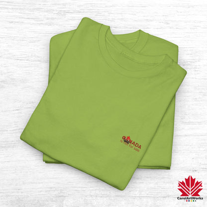 “Canada is not for Sale” Unisex Heavy Cotton Tee – Red Maple Leaf and Mountains, Stylish Canada Shirt