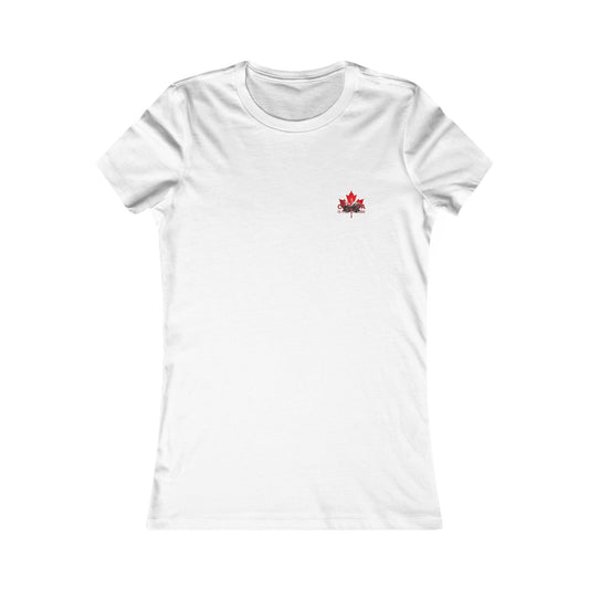 Women’s Favorite Tee “Canada is Not for Sale” – Red Maple Leaf and Mountains, Stylish Canada Shirt