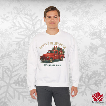 Santa’s Delivery Truck Sweatshirt | Vintage Christmas Crewneck | Canadian Fleece, Premium Quality