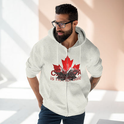 Sweat à capuche unisexe zippé « Le Canada n'est pas à vendre » – Feuille d'érable rouge et montagnes, sweat-shirt confortable et élégant pour les fiers Canadiens