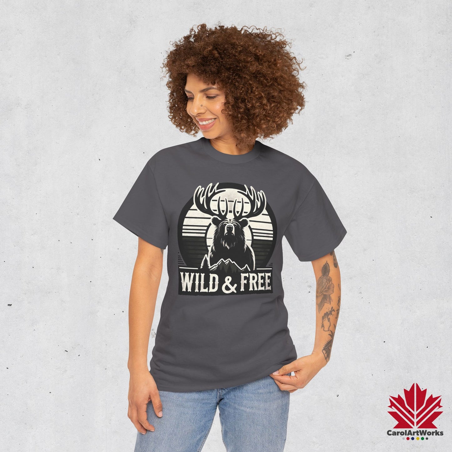 “Wild & Free” Unisex Cotton Tee – Nature Inspired Graphic T-Shirt