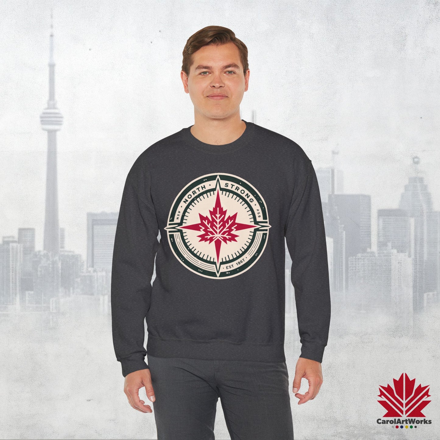 “North Strong” Compass Design Unisex Sweatshirt – Navigate Adventure with Canadian Pride
