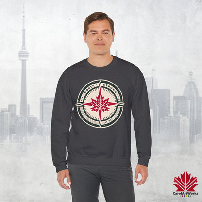 “North Strong” Compass Design Unisex Sweatshirt – Navigate Adventure with Canadian Pride