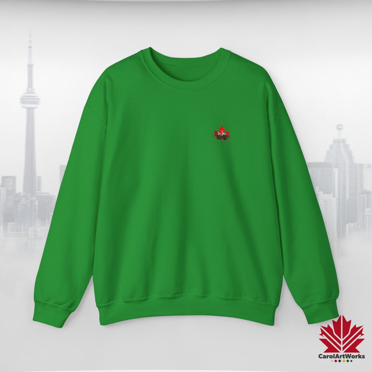 “Canada is Not for Sale” Crewneck Sweatshirt - Red Maple Leaf and Mountains, Soft and Warm