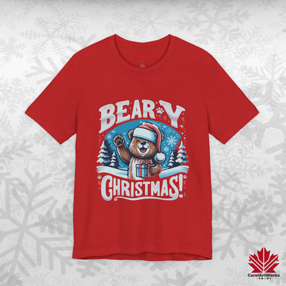 Beary Christmas | Funny Canadian Bear Christmas T-Shirt | Premium Cotton Holiday Tee – Made in Canada, Free Shipping