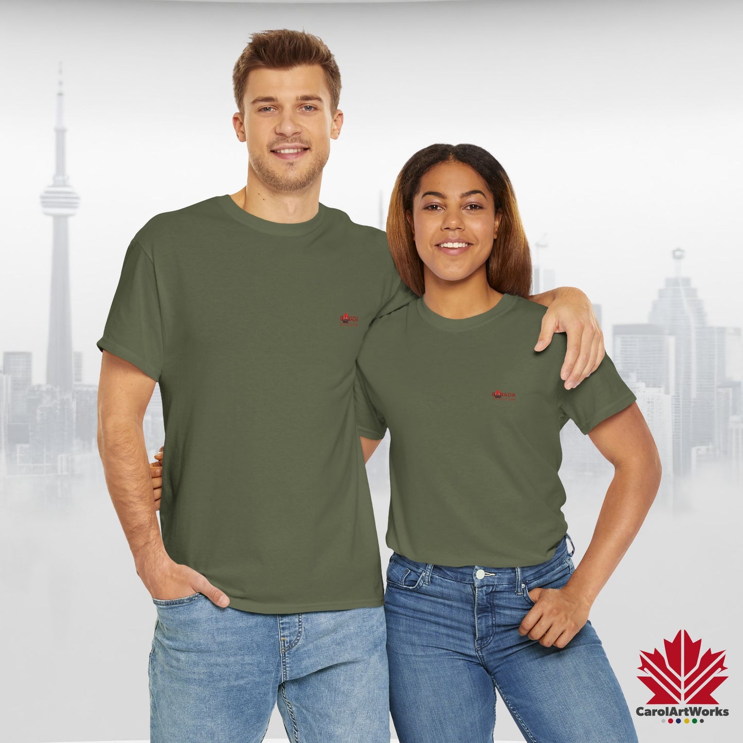 “Canada is not for Sale” Unisex Heavy Cotton Tee – Red Maple Leaf and Mountains, Stylish Canada Shirt