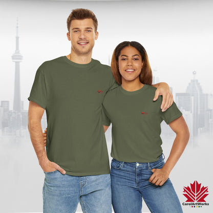 “Canada is not for Sale” Unisex Heavy Cotton Tee – Red Maple Leaf and Mountains, Stylish Canada Shirt
