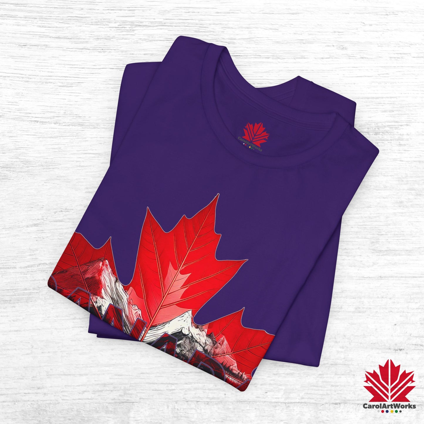 “Canada is not for Sale” Unisex Short Sleeve Tee – Red Maple Leaf and Mountains, Stylish Canada Shirt