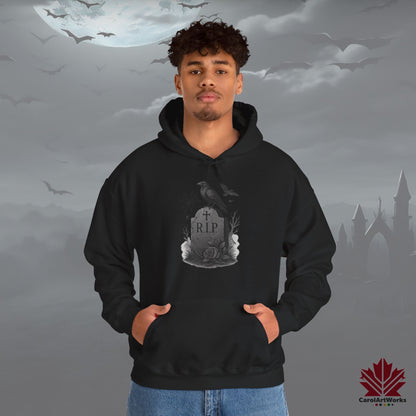 Grave & Ravens – Hoodie | Gothic Raven & RIP Tombstone Design