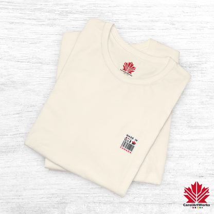 "Made in Canada" product label Design Unisex Short Sleeve Tee – Minimalist, Playful, and Proud