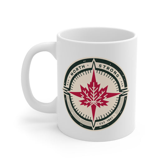 Tasse en céramique « North Strong » avec motif boussole (325 g, 425 g, 590 g)