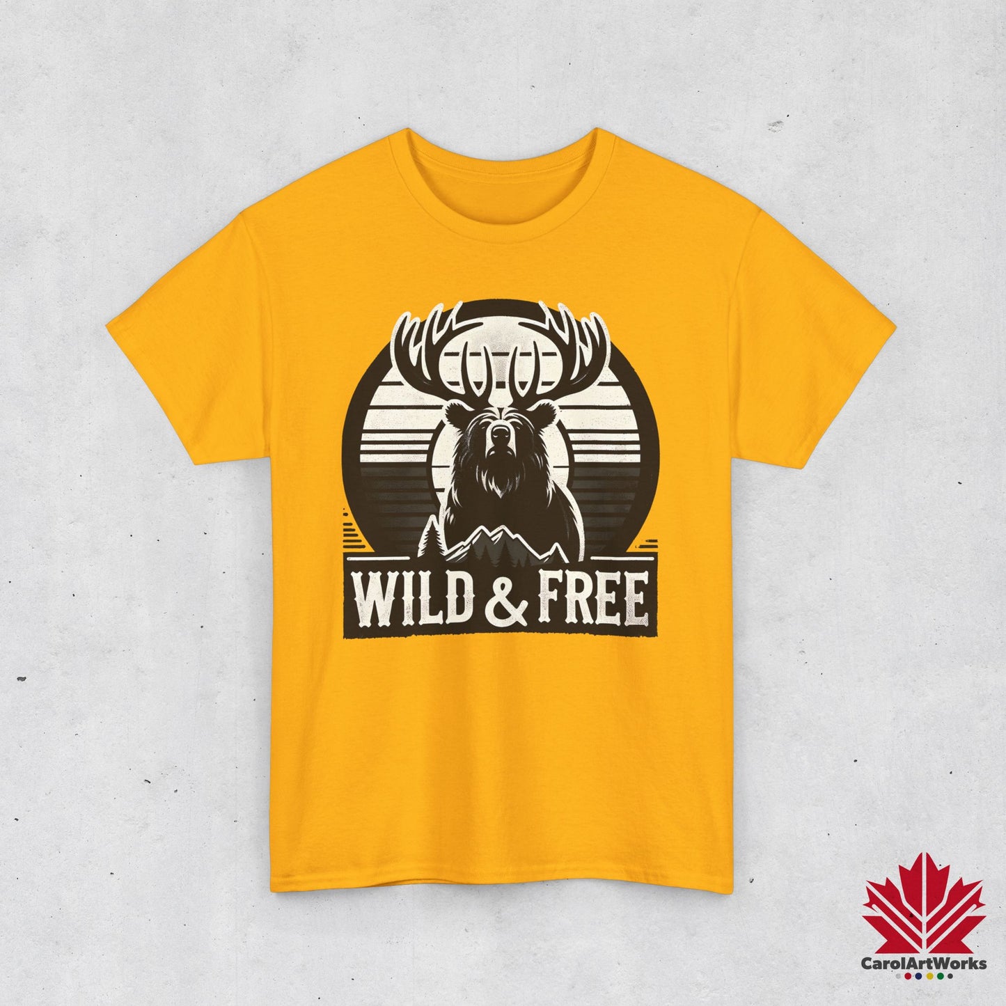 “Wild & Free” Unisex Cotton Tee – Nature Inspired Graphic T-Shirt