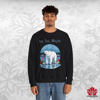 Ice Ice Maybe Sweatshirt | Polar Bear Holiday Crewneck | Premium Fleece, Made in Canada