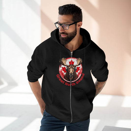 "Great North Sound" Moose and Music Unisex Zip Hoodie