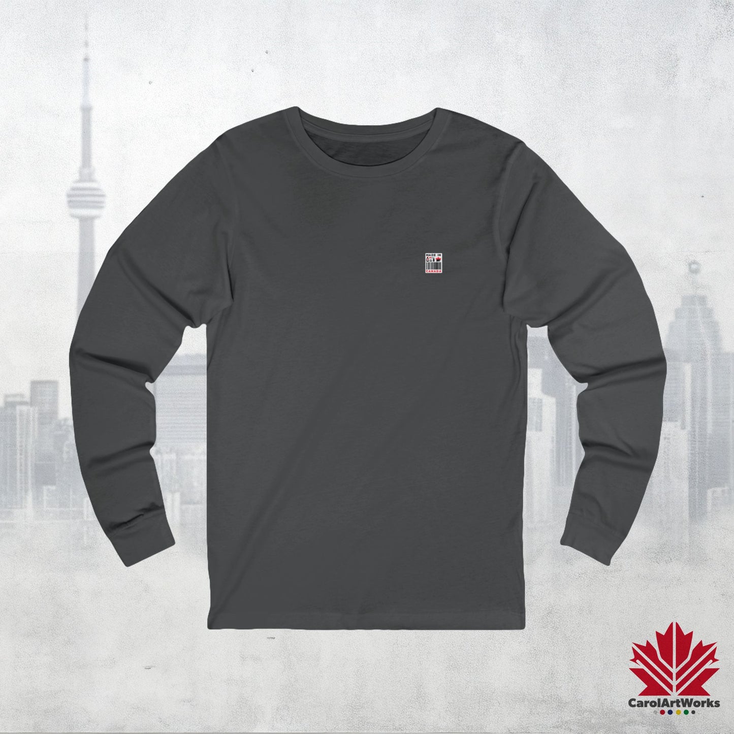 “Made in Canada” Unisex Long Sleeve Tee – Minimalist, Playful, and Proud