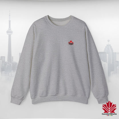 “Canada is Not for Sale” Crewneck Sweatshirt - Red Maple Leaf and Mountains, Soft and Warm