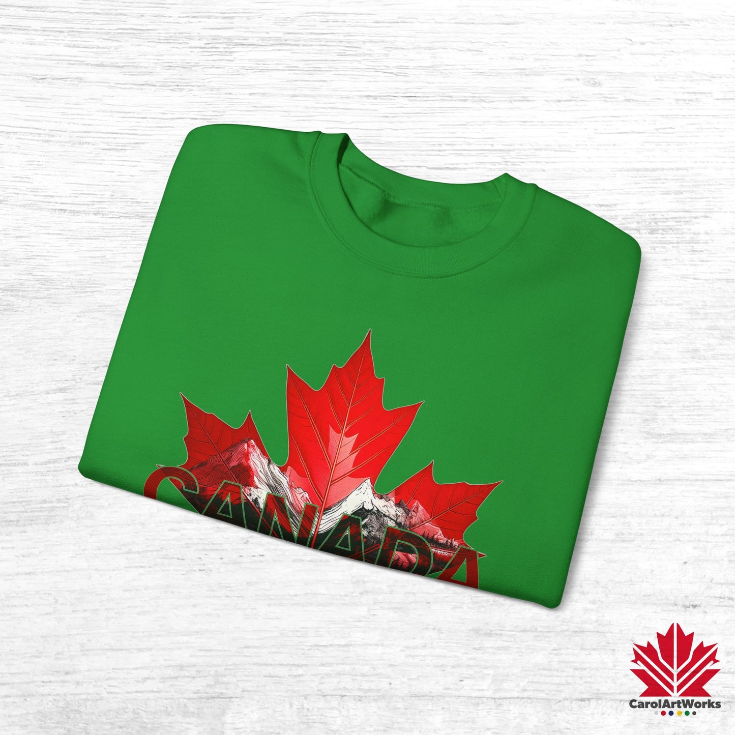 “Canada is Not for Sale” Crewneck Sweatshirt - Red Maple Leaf and Mountains, Soft and Warm