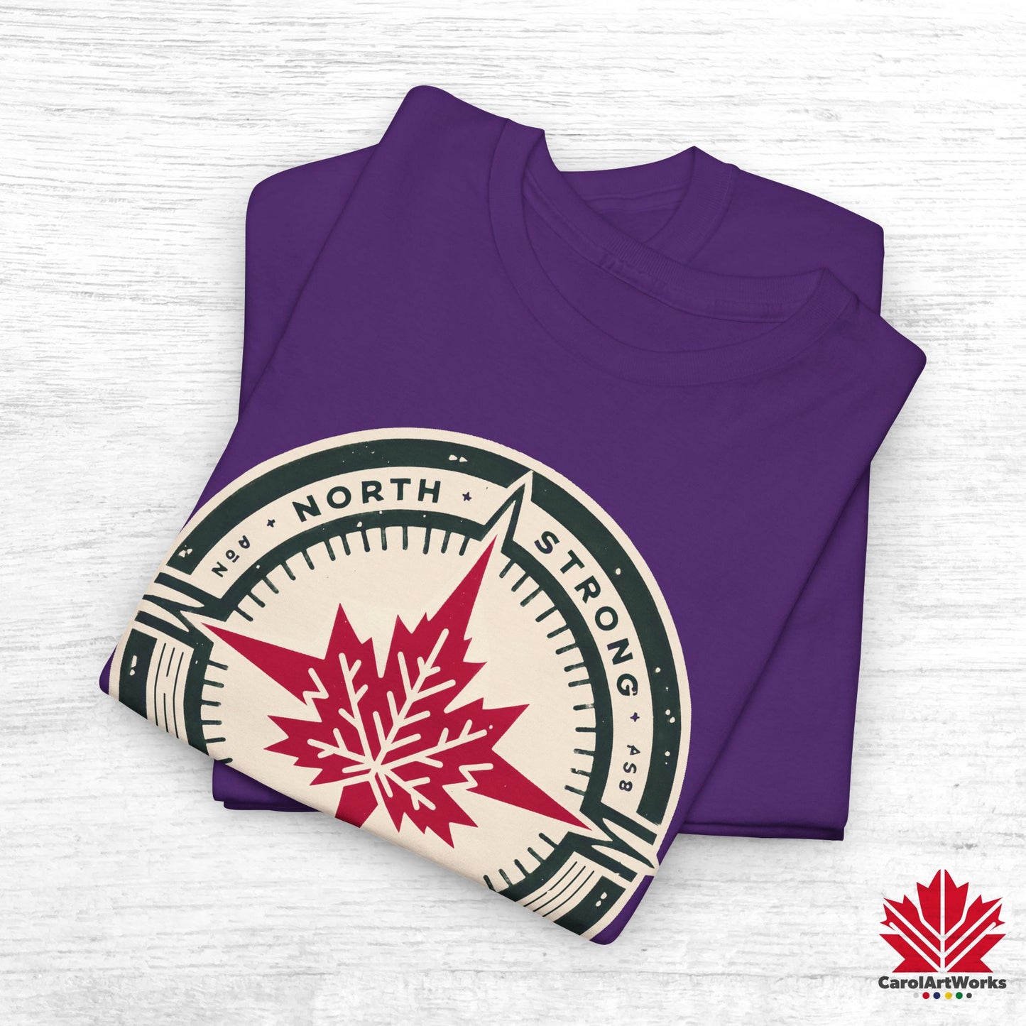 “North Strong” Compass Design – Unisex Cotton Tee – Navigate Adventure with Canadian Pride