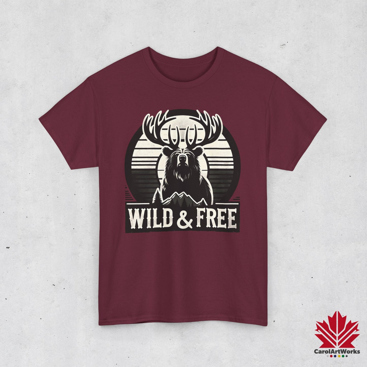 “Wild & Free” Unisex Cotton Tee – Nature Inspired Graphic T-Shirt