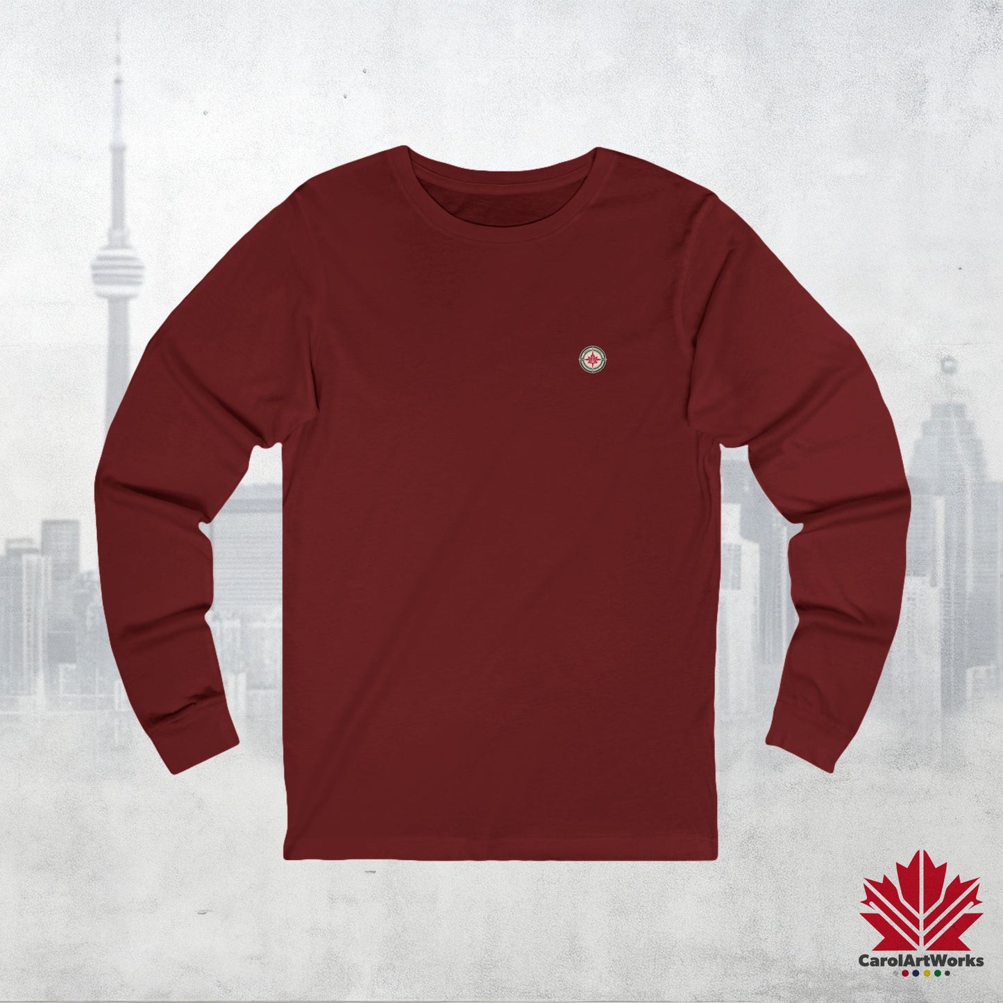 “North Strong” Compass Design – Unisex Long Sleeve Tee – Navigate Adventure with Canadian Pride