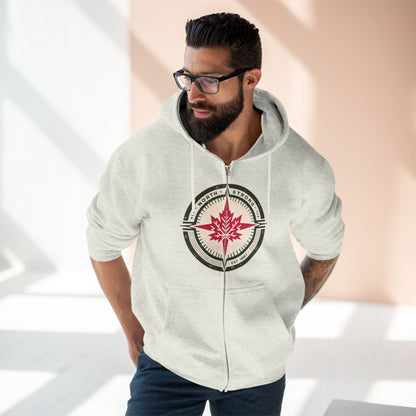 Sweat à capuche unisexe à fermeture éclair « North Strong » avec motif boussole – Vivez l'aventure avec fierté canadienne