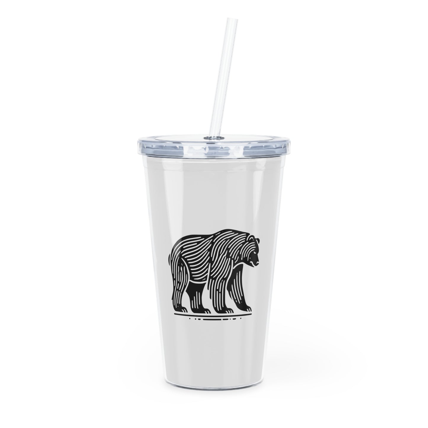 scandinavian minimalistic Design BEAR Tumbler with Straw – Nature Inspired Graphic