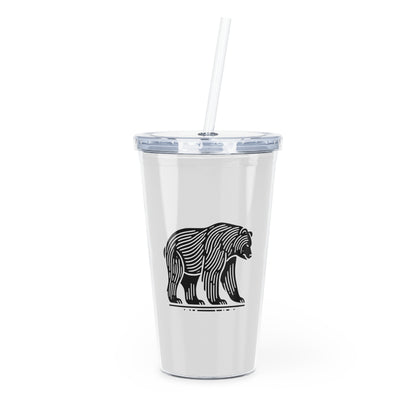 scandinavian minimalistic Design BEAR Tumbler with Straw – Nature Inspired Graphic