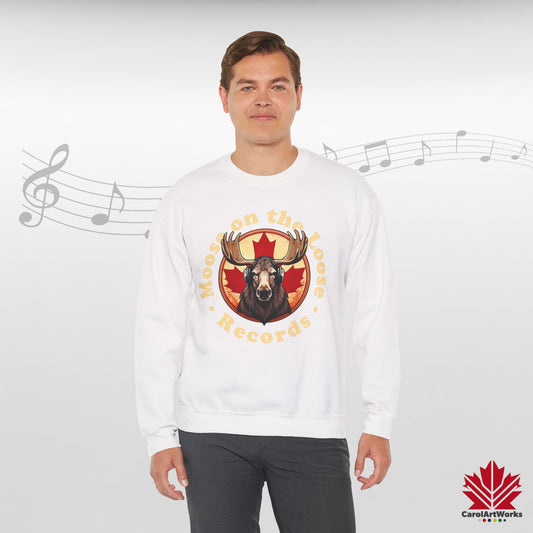 "Moose on the Loose Records" Unisex Sweatshirt - Cozy Canadian Vibes