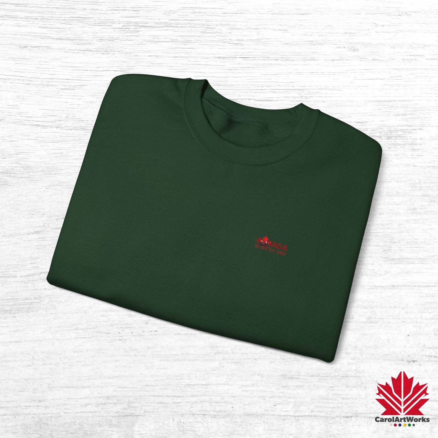 “Canada is Not for Sale” Crewneck Sweatshirt - Red Maple Leaf and Mountains, Soft and Warm