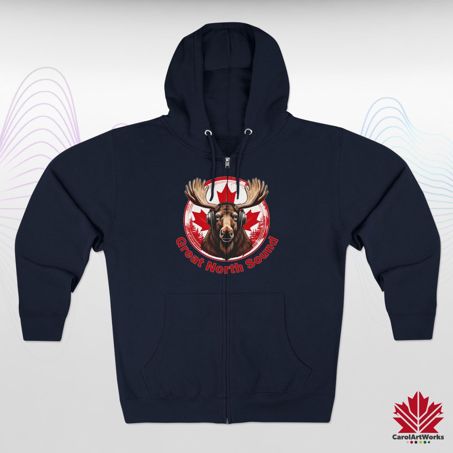 "Great North Sound" Moose and Music Unisex Zip Hoodie