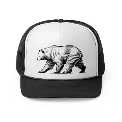 scandinavian minimalistic BEAR Design Trucker Cap – Outdoor Adventure Hat for Nature Lovers