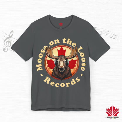“Moose on the Loose Records” Unisex Short Sleeve Tee – A Hit for Every Playlist
