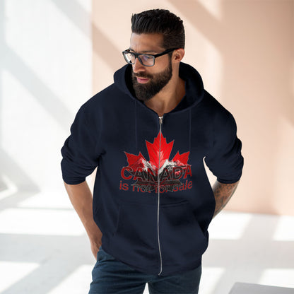 Sweat à capuche unisexe zippé « Le Canada n'est pas à vendre » – Feuille d'érable rouge et montagnes, sweat-shirt confortable et élégant pour les fiers Canadiens